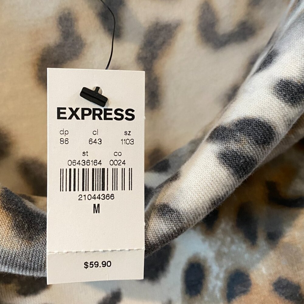 Brushed Leopard Off The Shoulder Fleece Sweatshirt Medium NWT - Picture 9 of 10
